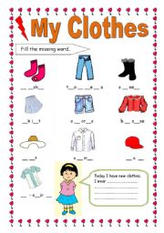 English Worksheet: My clothes