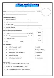 English Worksheet: Evaluation 