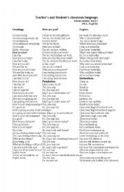 English Worksheet: Teachers and Students classroom language