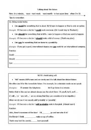 English Worksheet: talking about the future