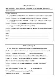 English worksheet: talking about the future