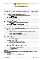 English worksheet: Future time:  Theory and practice