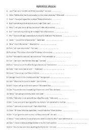 English Worksheet: REPORTED SPEECH   50 SENTENCES   STATEMENTS 