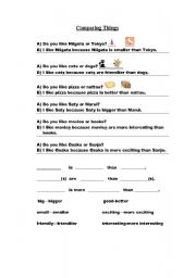 English Worksheet: comparatives