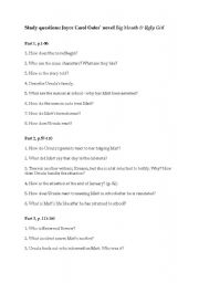 English worksheet: Study questions + test for Joyce Carol Oates Big Mouth & Ugly Girl