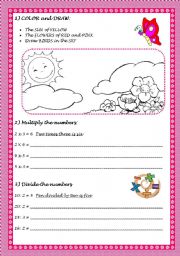 English Worksheet: Color and Numbers