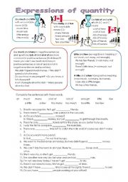 Expressions of quantity - explanation, exercise and key