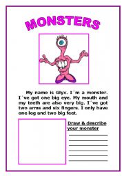 English Worksheet: MONSTERS