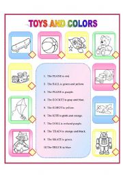 English Worksheet: Toys and Colors