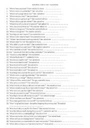 English Worksheet: REPORTED SPEECH   45 SENTENCES   WH   QUESTIONS