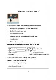 English worksheet: present simple 