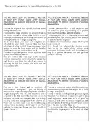English Worksheet: role play cards on the issue of immigration in the USA 