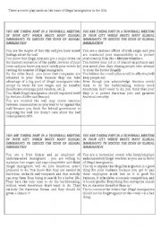 English Worksheet: role play cards on the issue of immigration in the USA 