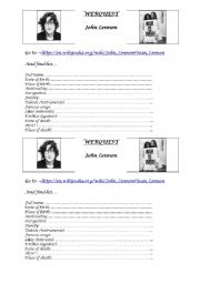 English Worksheet: webquest John Lennon