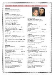 English Worksheet: Rihanna feat Drake - Whats my name? Song