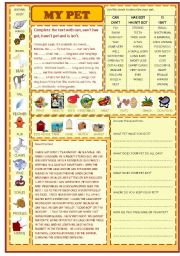 English Worksheet: my pet