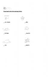 English worksheet: food