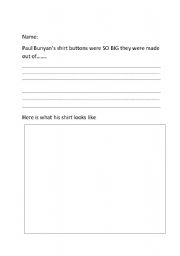 English worksheet: Paul Bunyan creative writing