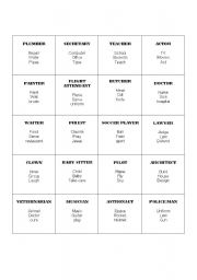 English Worksheet: occupations taboo game