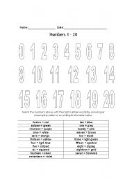 English Worksheet: Numbers 0 to 20