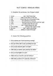 English Worksheet: PAST SIMPLE REGULAR VERBS