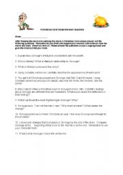 English Worksheet: Christmas Carol Comprehension