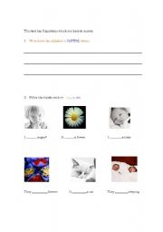 English worksheet: 6 questions grammar and colour