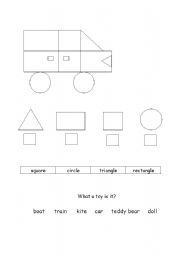 English Worksheet: toys and shapes