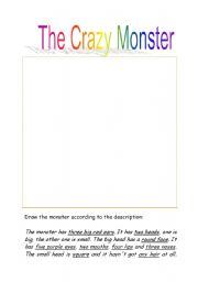 English Worksheet: The crazy monster