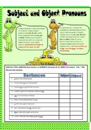 English Worksheet: Subject and Object Pronouns