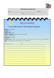 English Worksheet: My Country