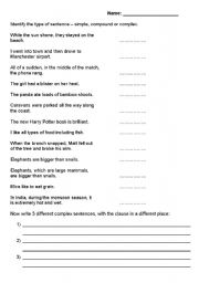 English Worksheet: Complex compound simple sentences