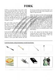 English Worksheet: The fork - passive voice reading + exercises