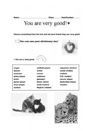 English worksheet: Compliment your friend