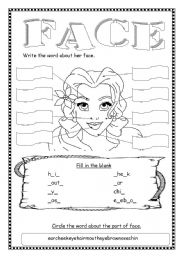 English Worksheet: face