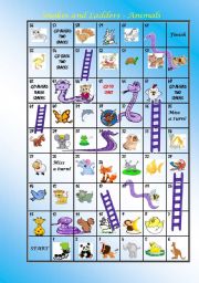 English Worksheet: SNAKES AND LADDERS - ANIMALS