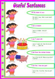 English Worksheet: Complete Lesson - Unit 1  Lesson 1  Part 1 - Useful Sentences  vocabulary, grammar and exercises (articles, pronouns, to be) Examples, rules, tons of exercises ((6 pages)) ***editable