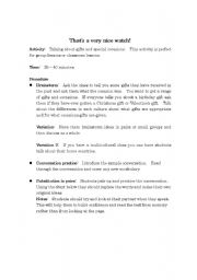 English worksheet: Gifts and Occasions