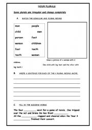 English Worksheet: NOUN PLURALS