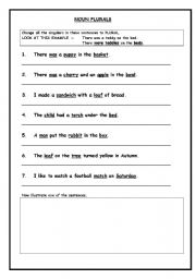 English worksheet: NOUN PLURALS