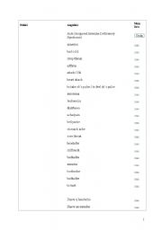 English Worksheet: illnesses