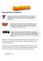 English Worksheet: Nouns and superheroes