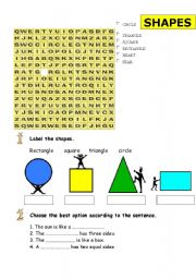 English Worksheet: shapes exercises