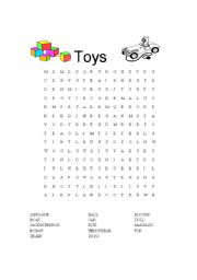 English worksheet: Toys Wordfind