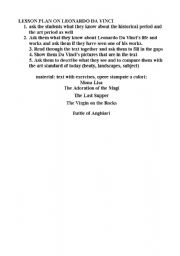 English Worksheet: Ranaissance and Leonardo da Vinci