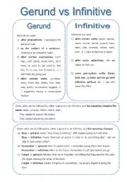 English Worksheet: infinitive versus gerund