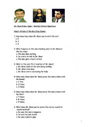 English Worksheet: Mr. Bean Rides Again - Heart Attack at the Bus Stop Scene