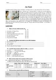 English Worksheet: Jim Walsh s daily routine