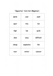 English worksheet: Quite the Opposite! A game.