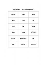 English Worksheet: Quite the Opposite! A game.